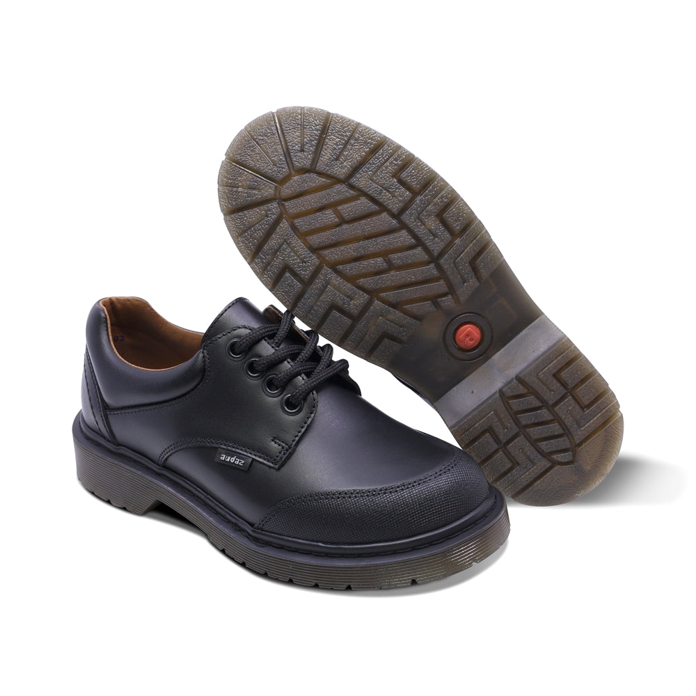 Zapato escolar Audaz para niño de piel negro Martín puntera antirraspaduras