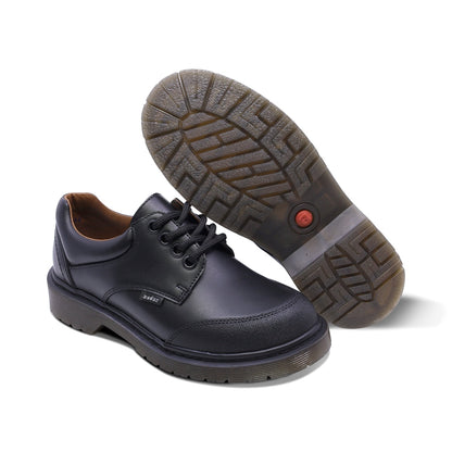 Zapato escolar Audaz para niño de piel negro Martín puntera antirraspaduras