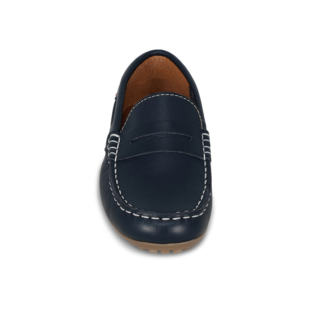 Mocasín Audaz casual para niño en piel azul Malaga con suela cómoda.