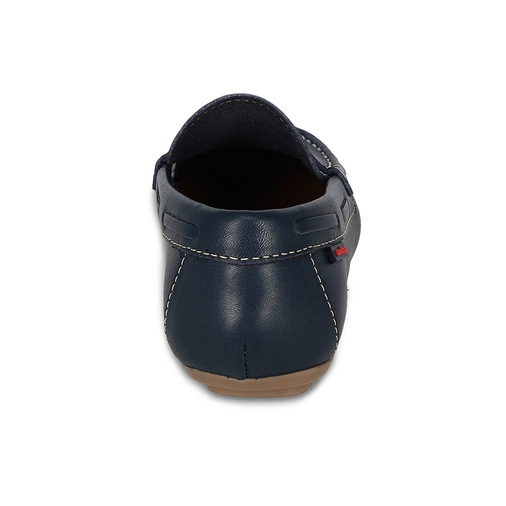 Mocasín Audaz casual para niño en piel azul Malaga con suela cómoda.