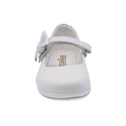 Balerina Coqueta para niña en piel perla Ximena con tira de contacto.