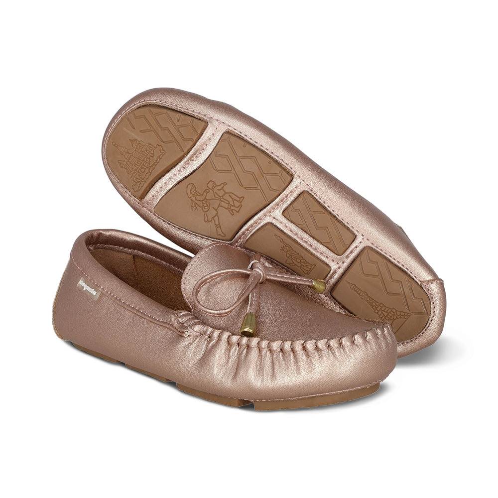 Zapato Coqueta para niña de piel oro rosado Ramiro con suela cómoda