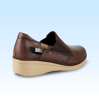 Mocasin Confort Para Dama Lobo Solo 4728 Caoba