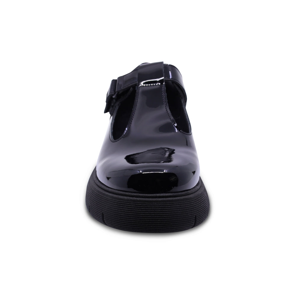 Zapato escolar Coqueta para niña charol negro Igor con tira de contacto