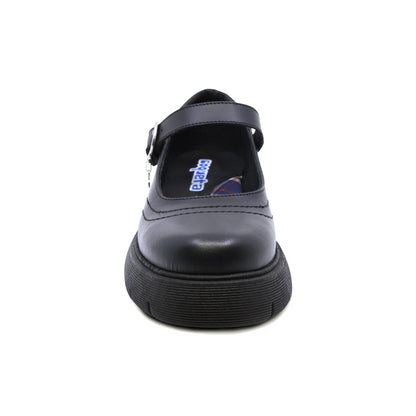 Zapato escolar Coqueta para niña de piel negro Igor con dije