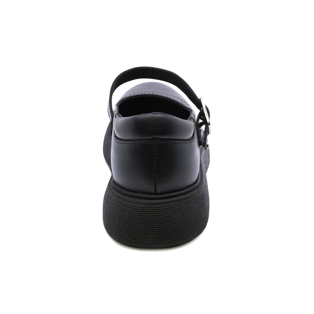 Zapato escolar Coqueta para niña de piel negro Igor con dije