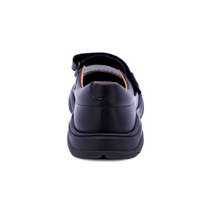 Zapato escolar Coqueta para niña de piel en negro Pilatus con perforado