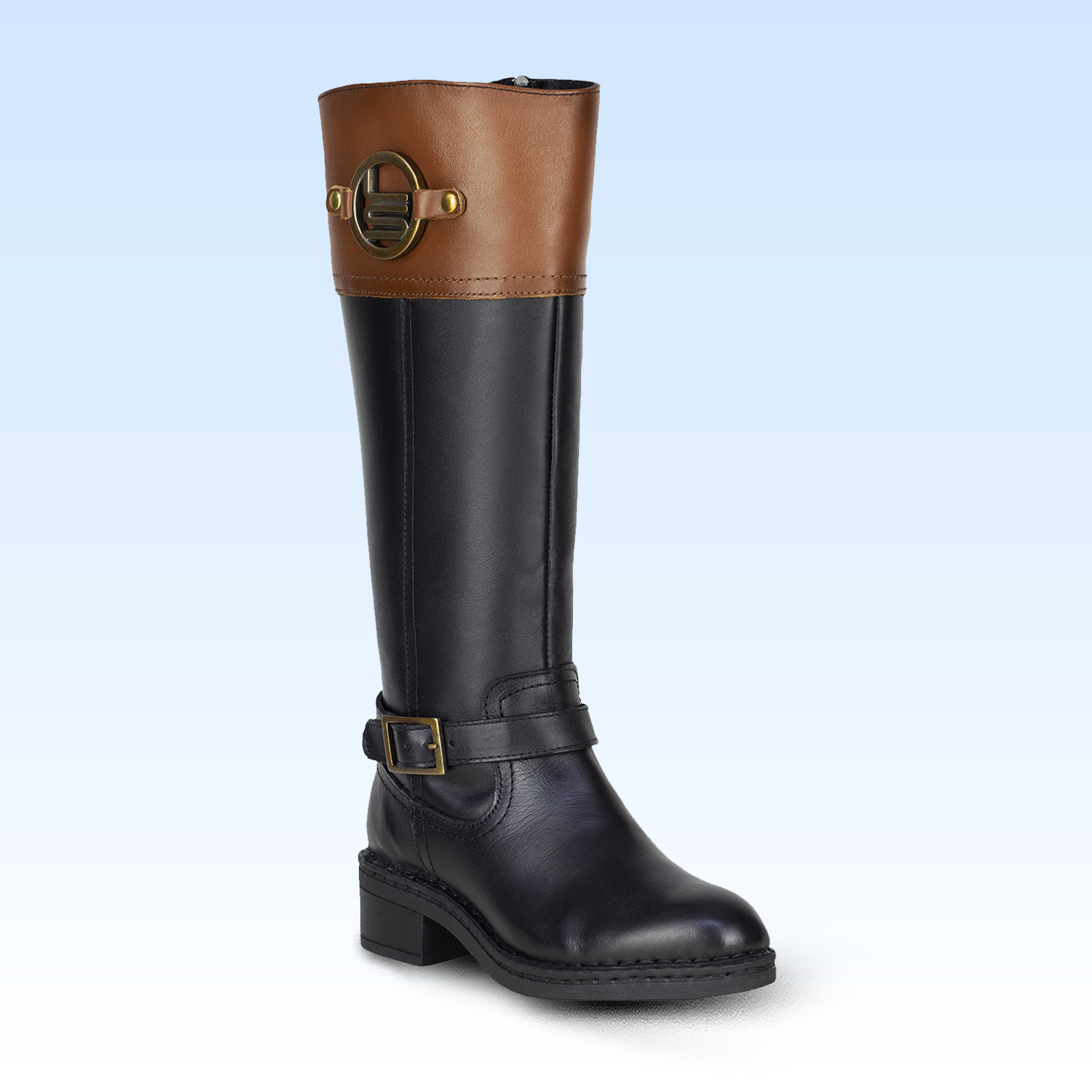 Bota Larga Para Dama Lobo Solo 5083 Negro Miel
