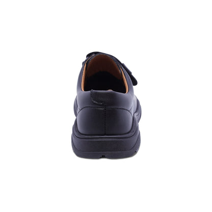 Zapato escolar Audaz para niño de piel en negro Pilatus con tira de contacto