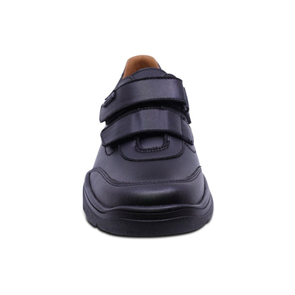 Zapato escolar Audaz para niño de piel en negro Pilatus con doble tira de contacto