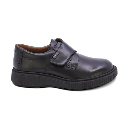 Zapato escolar Audaz para niño de piel en negro Igor con tira gruesa de contacto