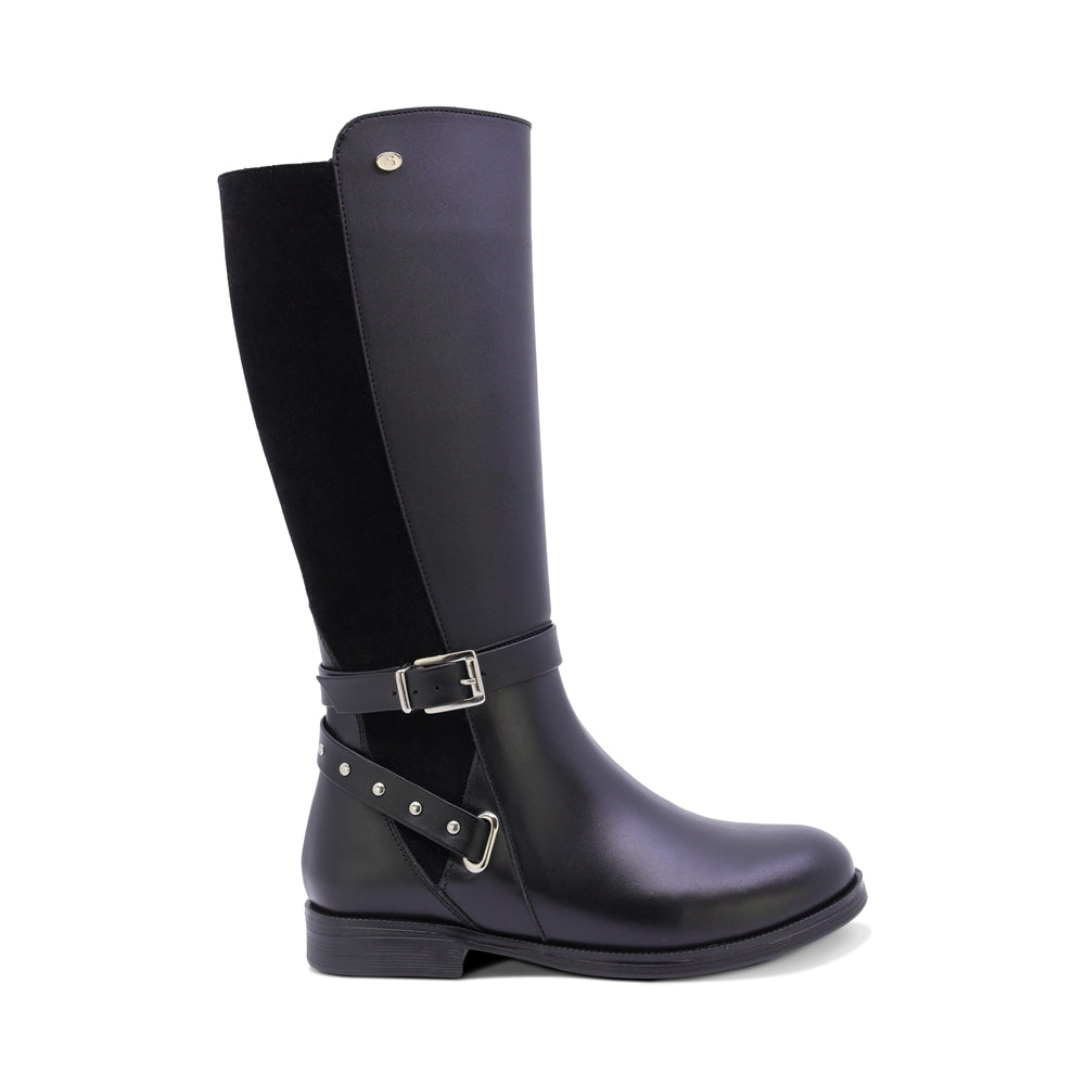 BOTA COQUETA PARA NIÑA DE SINTÉTICO COLOR NEGRO CANUTA CON CIERRE