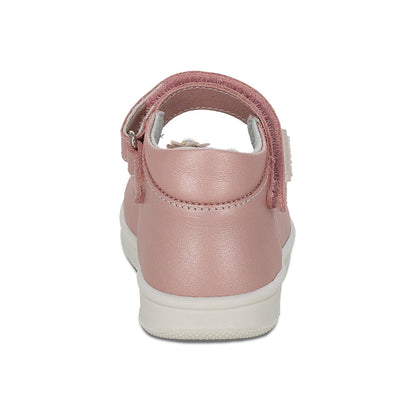 Zapato Coqueta para niña en piel rosa Teddy con tira de contacto.
