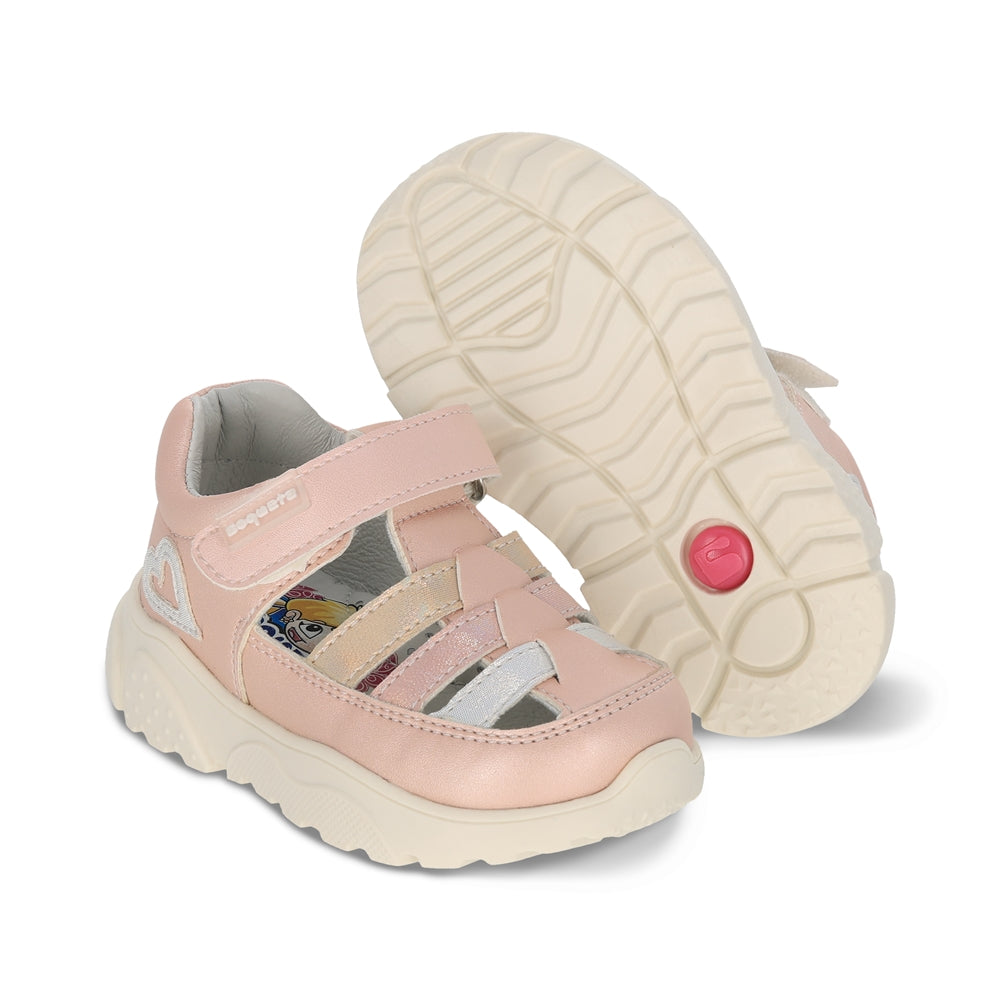 Sandalia Coqueta para niña en sintético rosa Zippy con tira de contacto.