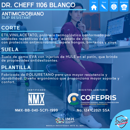 Zapato Clínico/Servicio Dama Caballero Dr. Cheff 1106 Blanco Gris