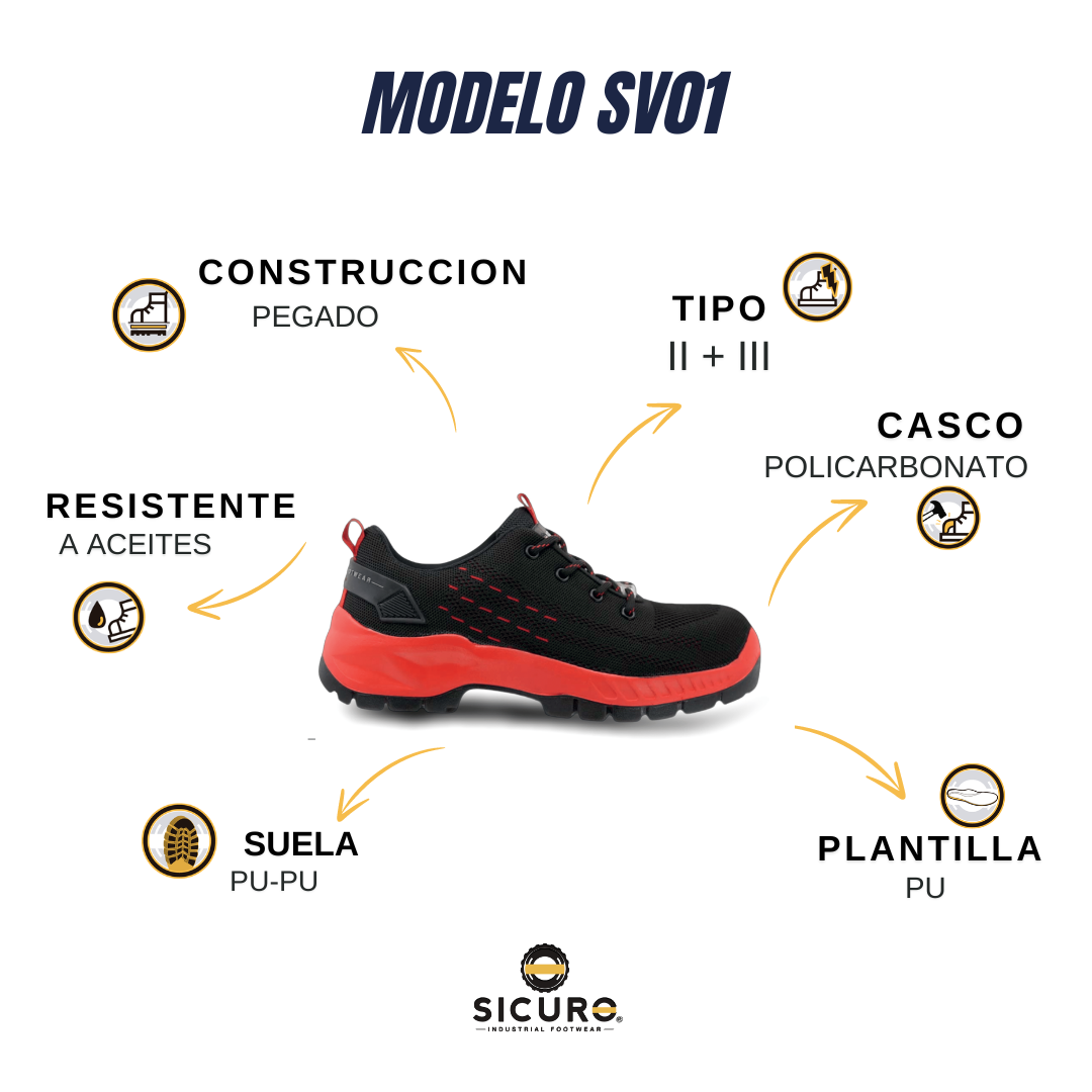 Tenis Sicuro Industrial SA702 Con Casquillo Dama Caballero Gris Naranja