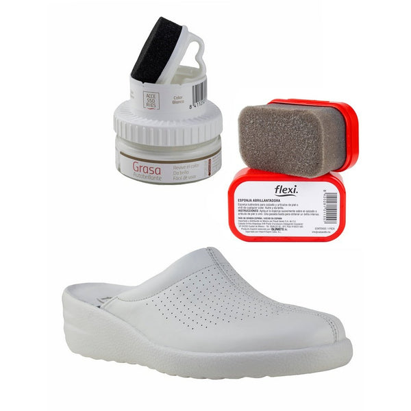 Mule Casual Dama Flexi Dreams 108603 Blanco + Productos de Limpieza