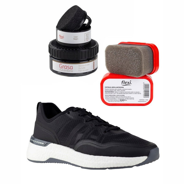 Tenis Running Dama Flexi Audrey Hyperform 110102 Negro + Productos de Limpieza