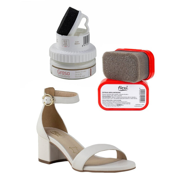 Sandalia de Tacón Dama Flexi Celine 106411 Blanco + Productos de Limpieza