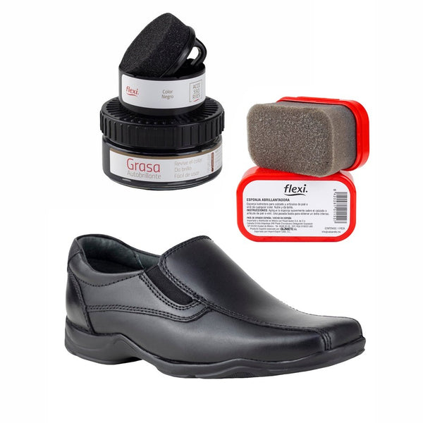 Zapato Escolar Niño Flexi Banfi Jr 93527 Negro + Productos de Limpieza
