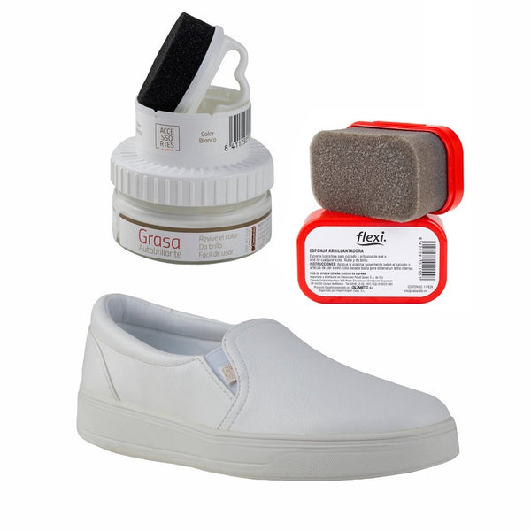 Zapato Casual Dama Flexi Canoli 107701 Blanco + Productos de Limpieza