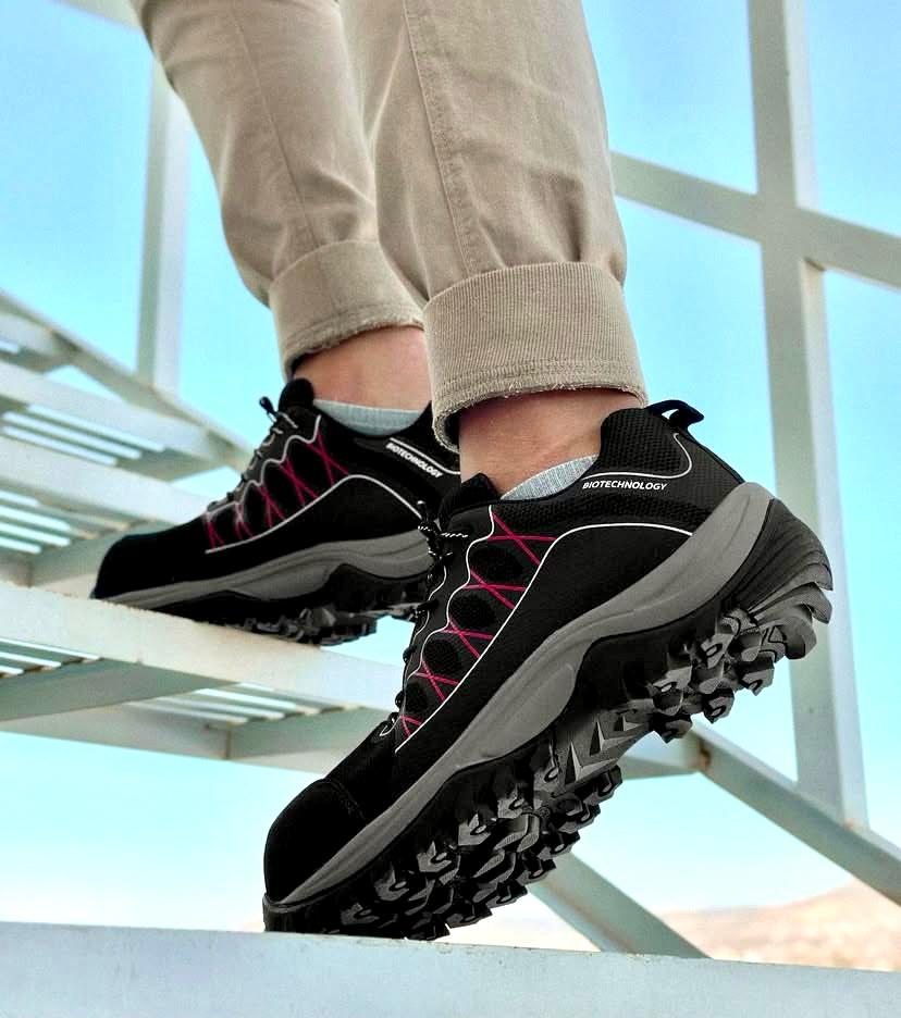 Tenis Sicuro Industrial SA702 Con Casquillo Dama Caballero Negro Rojo