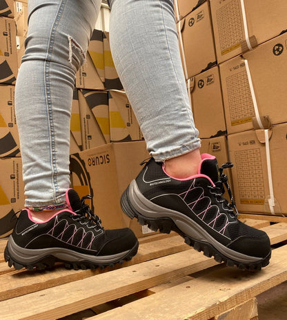 Tenis Sicuro Industrial Con Casquillo Para Dama SA703 Color Negro Rosa