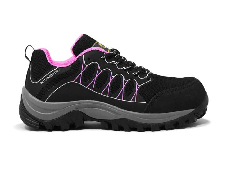 Tenis Sicuro Industrial Con Casquillo Para Dama SA703 Color Negro Rosa