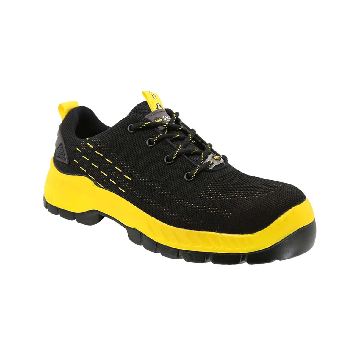 Tenis Sicuro Industrial Con Casquillo Dama Caballero SV01 Negro Amarillo