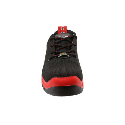 Tenis Sicuro Industrial Con Casquillo Dama Caballero SV01 Color Negro Rojo