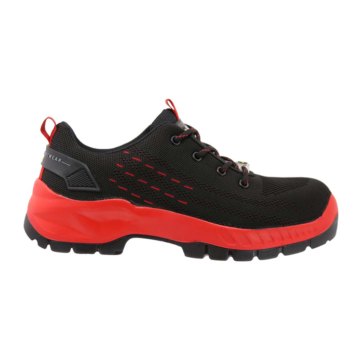 Tenis Sicuro Industrial Con Casquillo Dama Caballero SV01 Color Negro Rojo