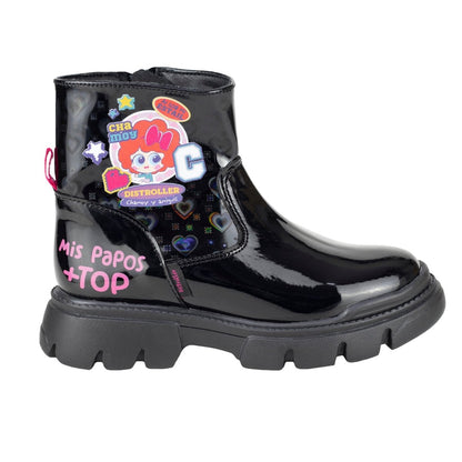 Botin Casual Para Niña Distroller 64303 - 2A Charol Negro 22 - 24 643032A - 220 - CHN - Roma Zapaterías