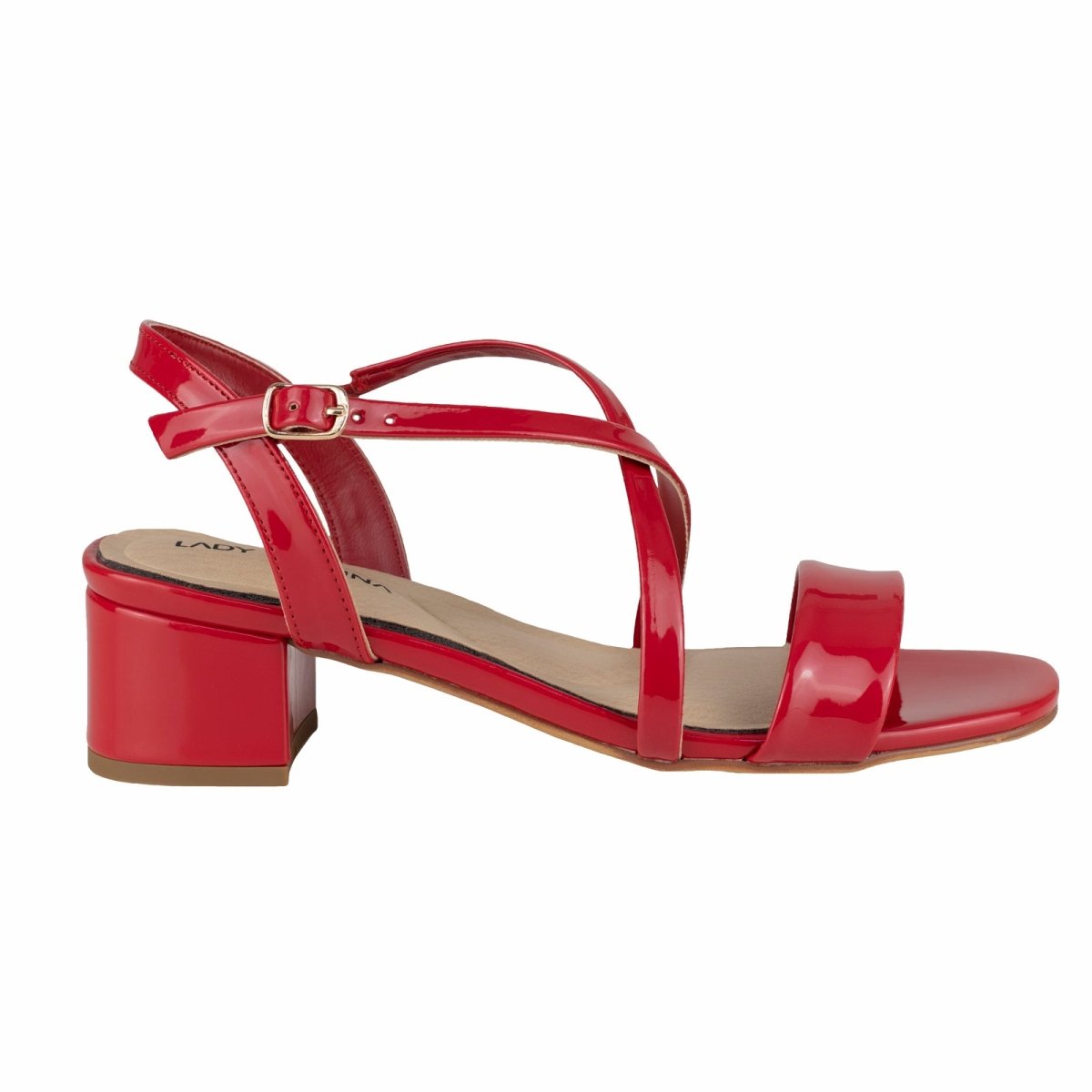 Sandalia Con Tacón Para Dama Lady Paulina 38602 Charol Rojo LP38602 - 220 - CHR - Roma Zapaterías