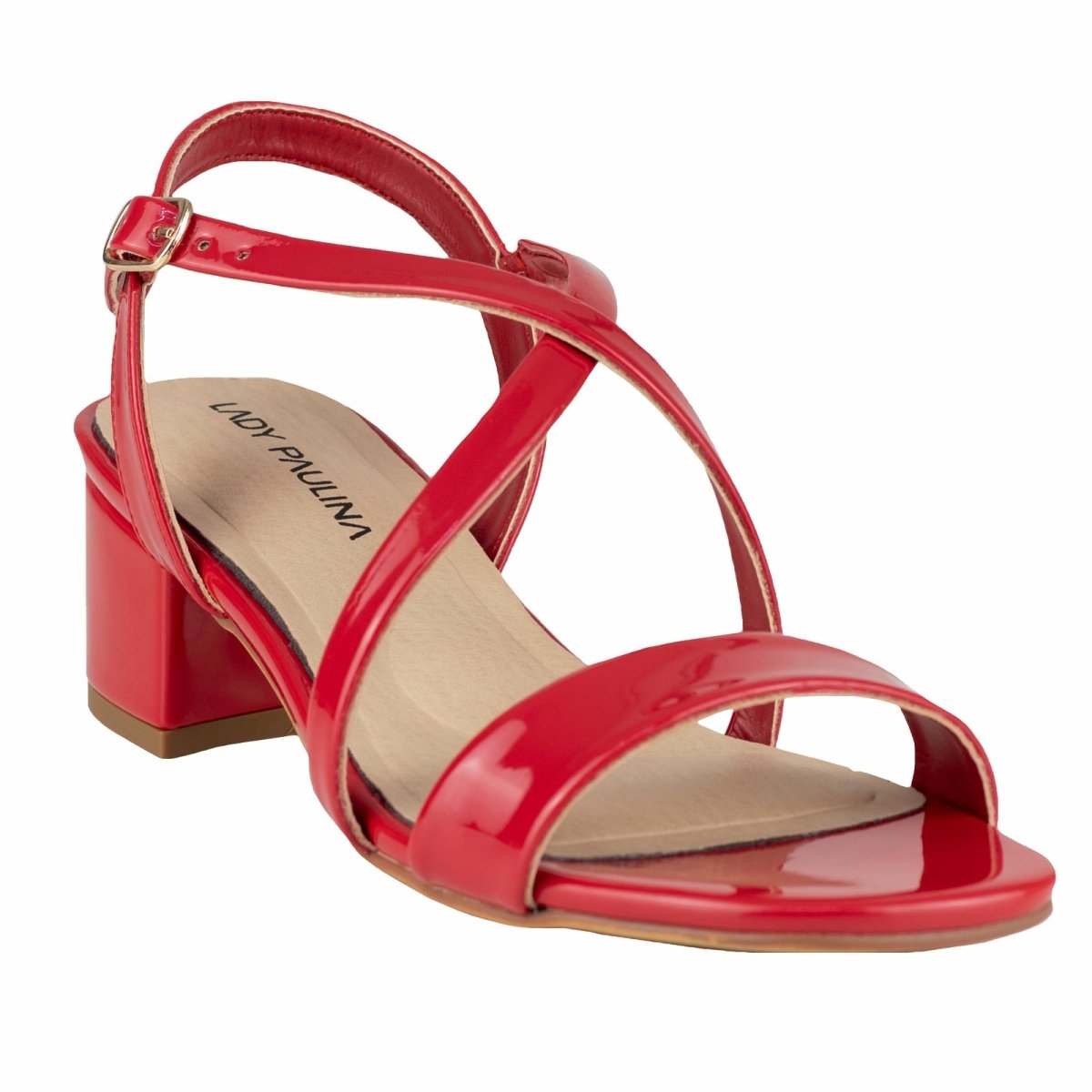 Sandalia Con Tacón Para Dama Lady Paulina 38602 Charol Rojo LP38602 - 220 - CHR - Roma Zapaterías