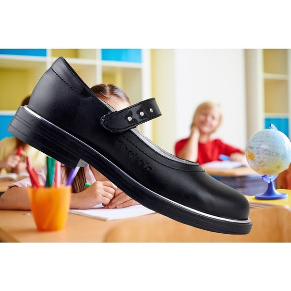 Zapato Escolar Para Niñas Comodos Chabelo Piel C156-a Negro