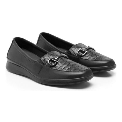 Mocasin Flexi De Mujer Clasico Negro 124502 Hebilla Confort