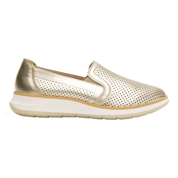 Zapato Slip On Flexi Para Mujer Piel Suave 119302 Oro Original