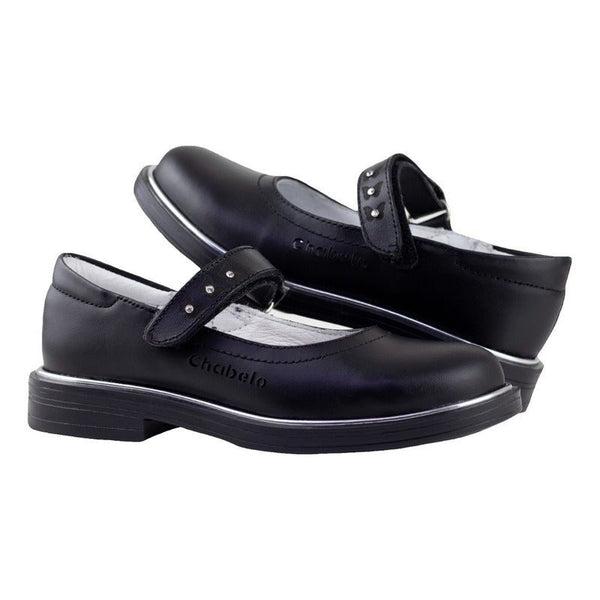 Zapato Escolar Para Niñas Comodos Chabelo Piel C156-a Negro