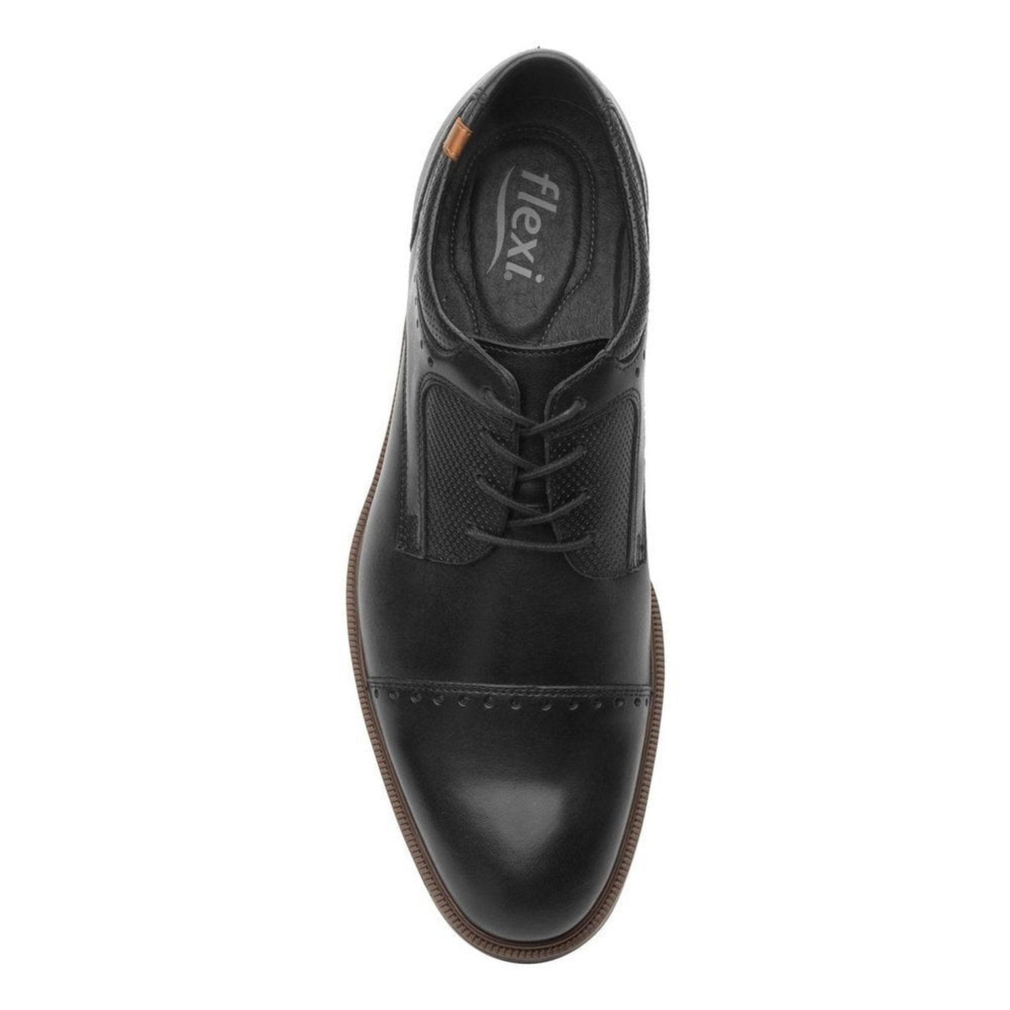 Zapato Derby Flexi Para Hombre 400102 Negro Clasico Vestir