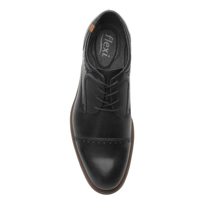 Zapato Derby Flexi Para Hombre 400102 Negro Clasico Vestir