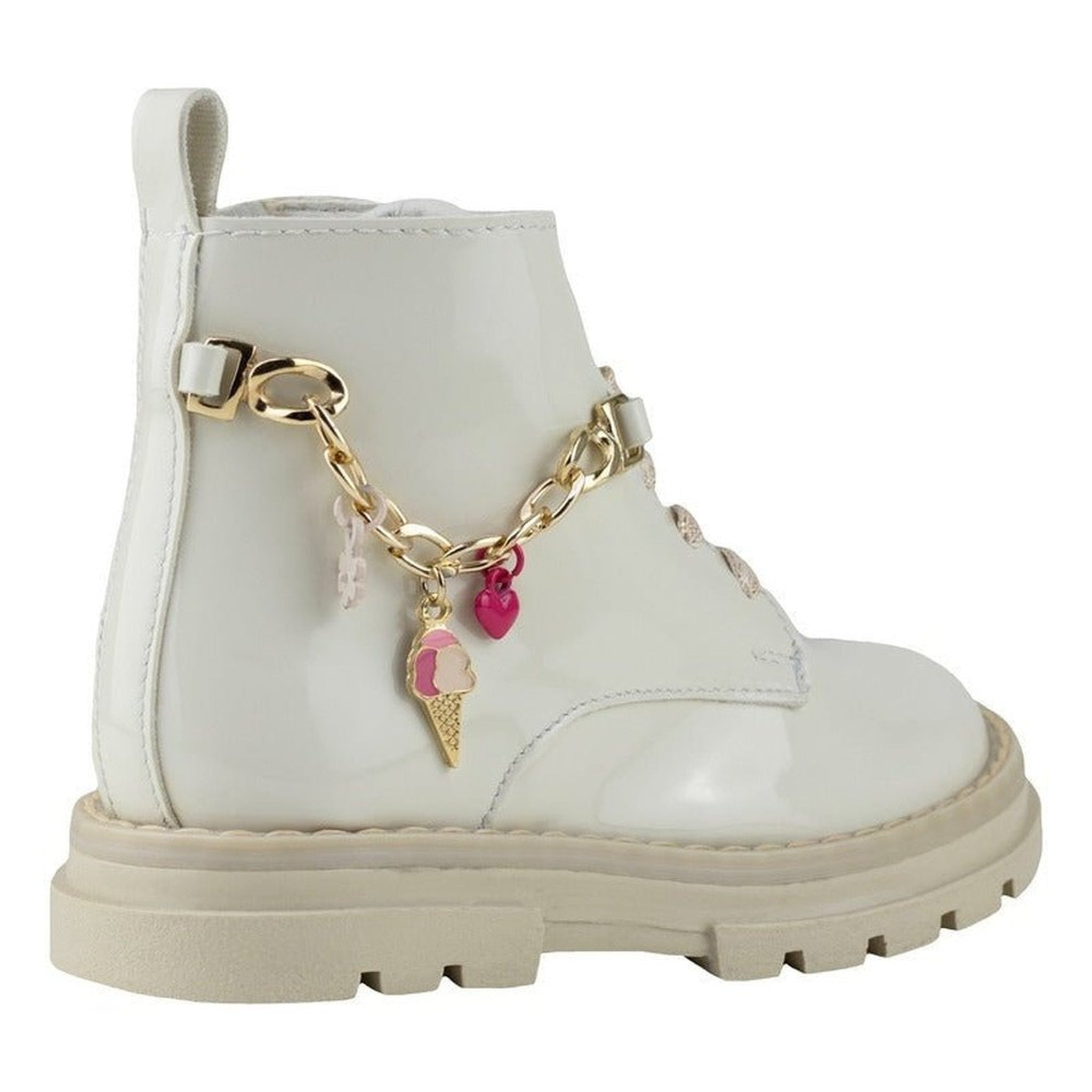 Botas Urbanas De Charol Niña Karsten Moderna 95012-a Hueso