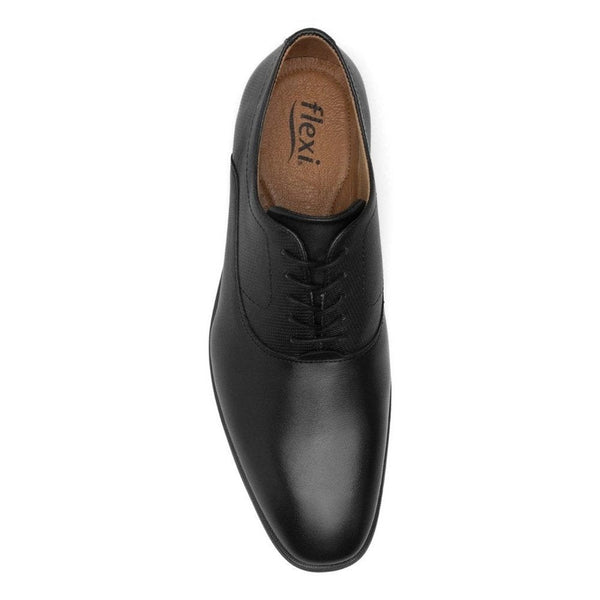 Zapato Negro Oxford Hombre Semi Vestir Flexi 413602 Confort