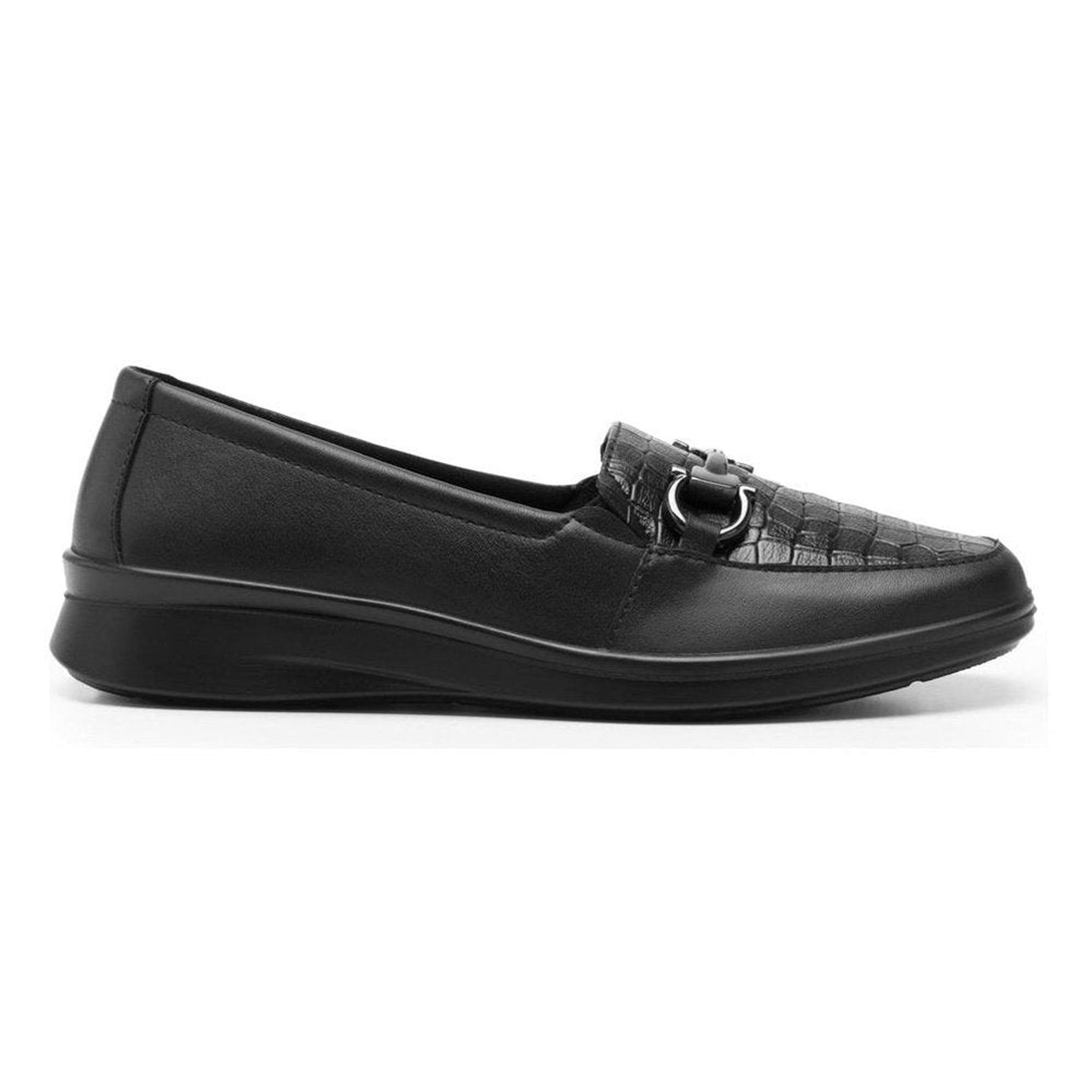 Mocasin Flexi De Mujer Clasico Negro 124502 Hebilla Confort