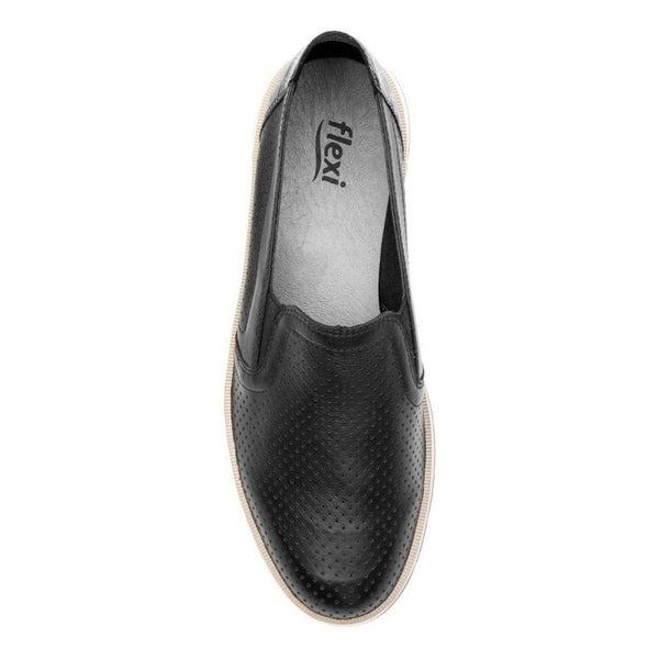 Zapato Casual De Mujer Flexi Slip On 119302 Negro Piel Suave