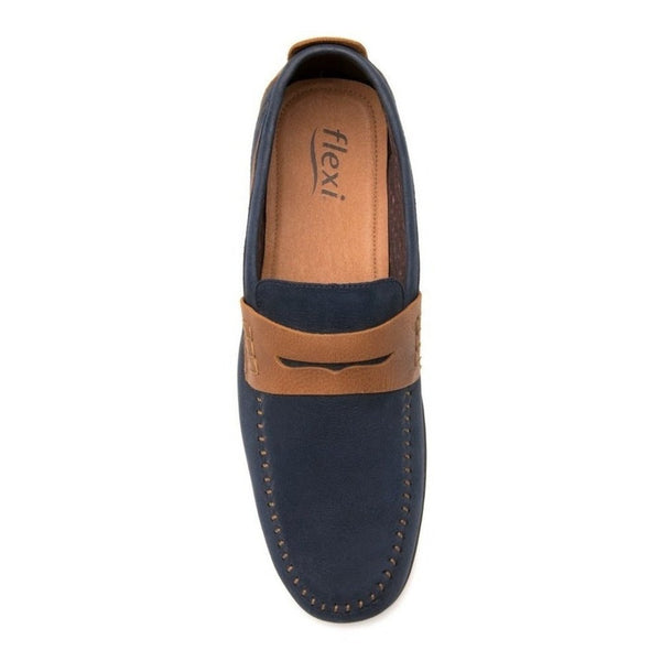 Mocasines Clasicos Flexi Hombre 410402 Azul Piel Nobuck