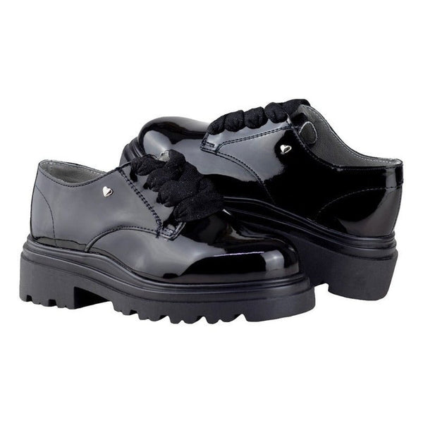 Zapato De Charol Escolar Negro Karsten Suela Gruesa 41705-1a