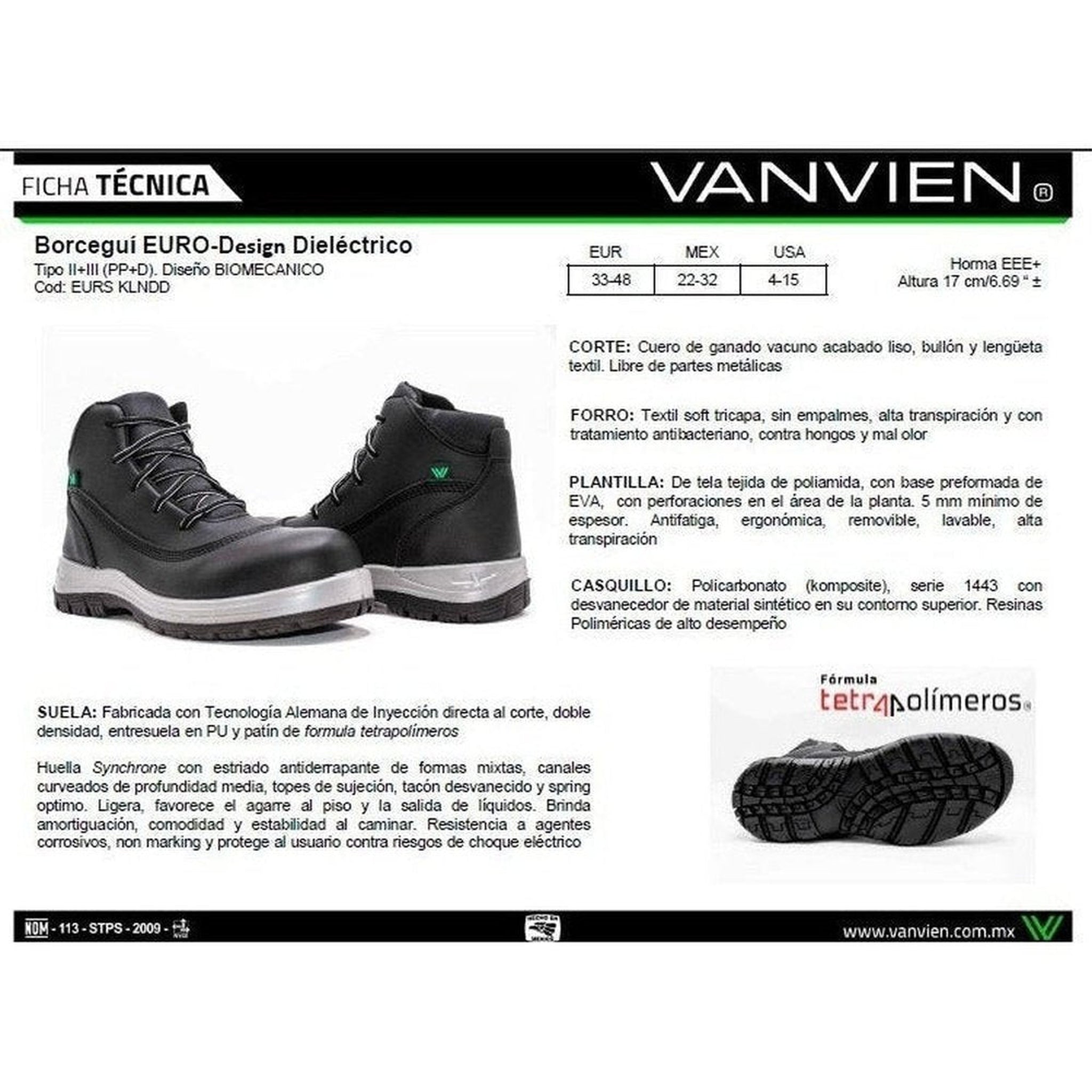 Bota Industrial Con Casquillo Van Vien Hombre Eursklnd Negro
