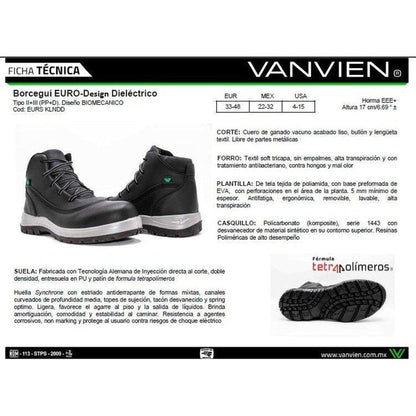 Bota Industrial Con Casquillo Van Vien Hombre Eursklnd Negro