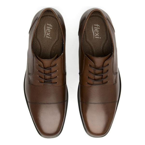 Zapatos Derby Semi Vestir Para Hombre Flexi 407801 Tan Piel