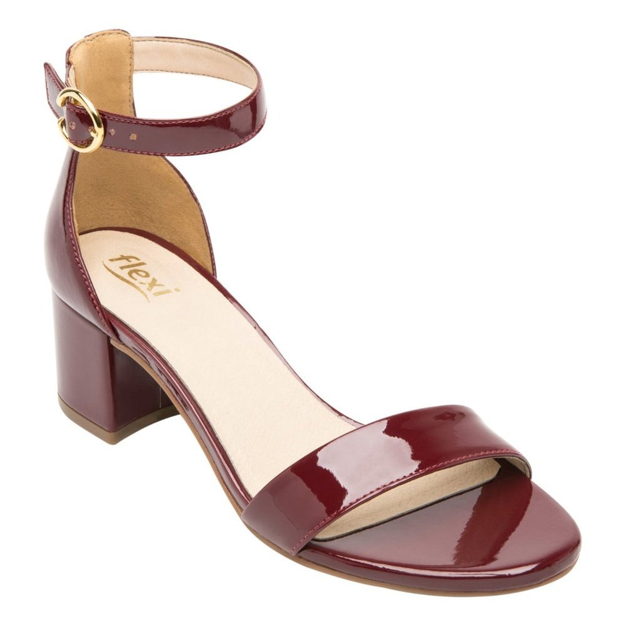 Sandalias Con Tacon Flexi Mujer 106411 Charol Cereza Moderna